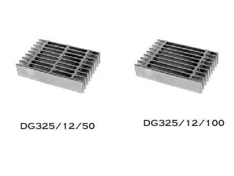 There are two dense steel grating in the picture, one of them with two cross bars, the other with three cross bars.