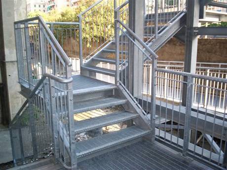 The fire escape stairs installed outside the building.