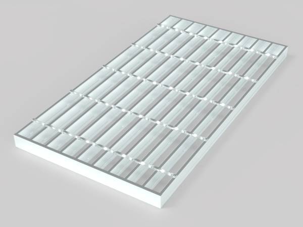 A piece of galvanized steel I bar steel grating on white background.