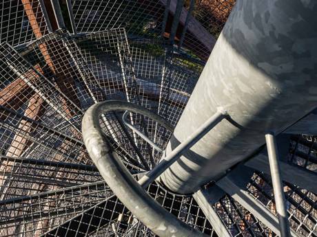 Spiral stairs steel grating is used in the watchtower.