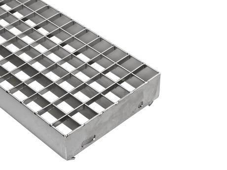 A part of press-locked stair tread steel grating is displayed in the picture.