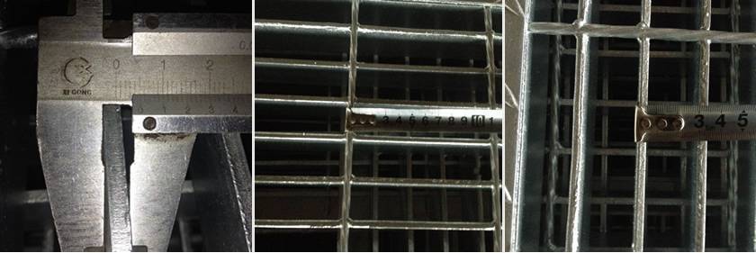 The measure of welded bar grating mesh size and bearing bar thickness.